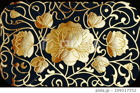 Japanese traditional gold foil floral texture background 109317552