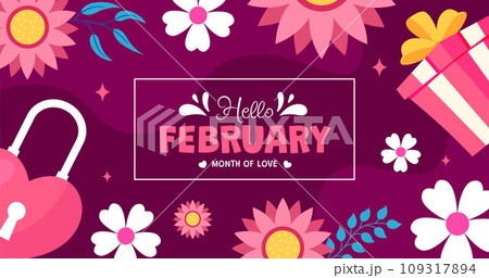 Hello February Post Flat Cartoon Hand Drawn Templates Background Illustration Hello February Post Flat Cartoon Hand Drawn Templates Background Illustration 109317894