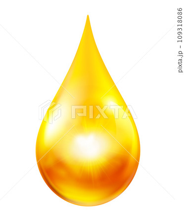 Golden yellow transparent drops of honey or serum oil 109318086