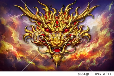Japanese dragon face Japanese dragon face 109318144