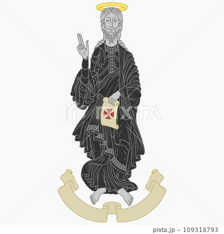 Apostle James holding a Catholic scroll 109318793