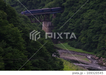 会津鉄道 大川第三橋梁俯瞰 DL大樹 会津若松試運転 会津鉄道 大川第三橋梁俯瞰 DL大樹 会津若松試運転 109320545