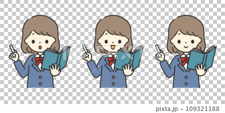 女學生拿著粉筆和書本教學的插圖 109321188