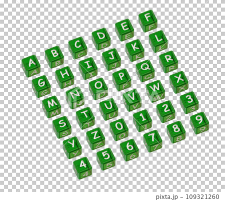 帶有字母和數字的顏色立方體 109321260