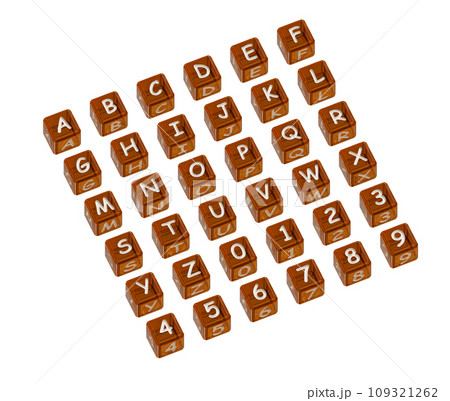 アルファベットと数字のカラーキューブ 109321262