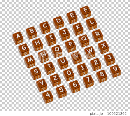 アルファベットと数字のカラーキューブ 109321262