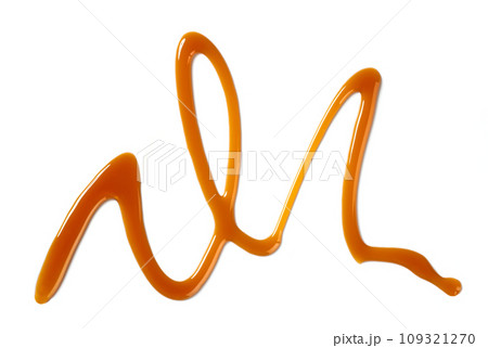 caramel sauce on white background 109321270