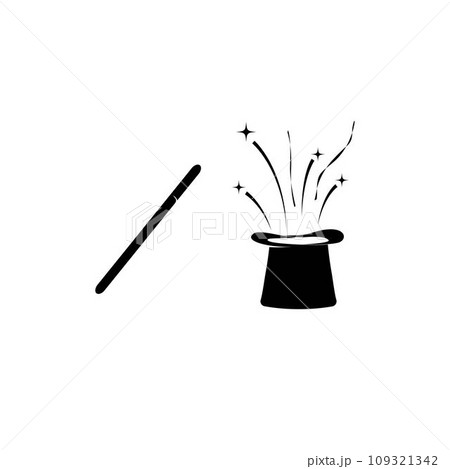 magic wand and magic hat logo illustration design magic wand and magic hat logo illustration design 109321342