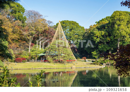 東京都　六義園（りくぎえん）　吹上茶屋　秋の風景　特別名勝 109321658