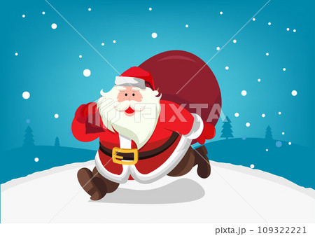 Christmas Greeting Card with Christmas Santa Claus and Christmas tree. Vector illustration. Christmas Greeting Card with Christmas Santa Claus and Christmas tree. Vector illustration. 109322221