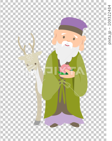 白い鹿を携えた寿老人 白い鹿を携えた寿老人 109322484