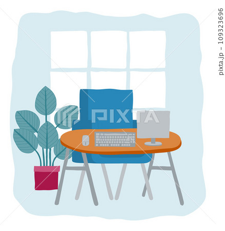 Office Business Scene Desk Computer Workstation 109323696