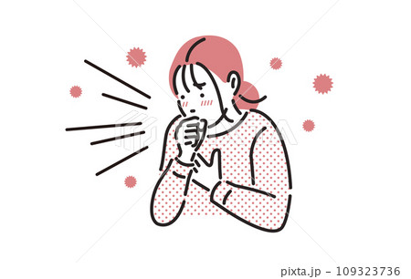人物 風邪をひいて咳をする女性 109323736