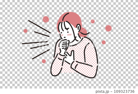 人物 風邪をひいて咳をする女性 109323736