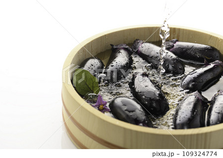 新鮮な なすび　明るい素材イメージ（白バック） 109324774