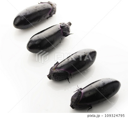 新鮮な なすび　明るい素材イメージ（白バック） 109324795