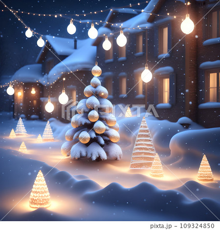 Glowing Christmas Lights in Snow christmas wallpaper Glowing Christmas Lights in Snow christmas wallpaper 109324850