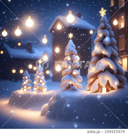 Glowing Christmas Lights in Snow christmas wallpaper 109325074