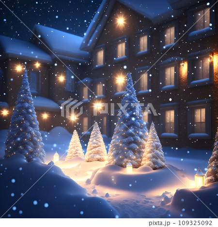 Glowing Christmas Lights in Snow christmas wallpaper Glowing Christmas Lights in Snow christmas wallpaper 109325092