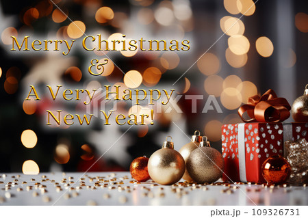 Christmas wishes with Christmas decoration background. Holiday and Christmas celebration concept. 109326731
