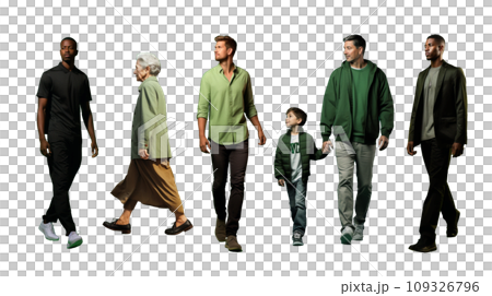 六位休閒男女站立人物：AI作品 109326796