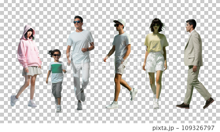 六位休閒男女站立人物：AI作品 109326797