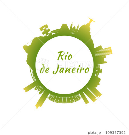 Rio de Janeiro skyline with colorful buildings. 109327392