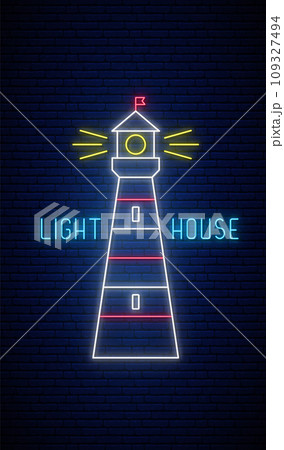 Lighthouse neon sign.  109327494