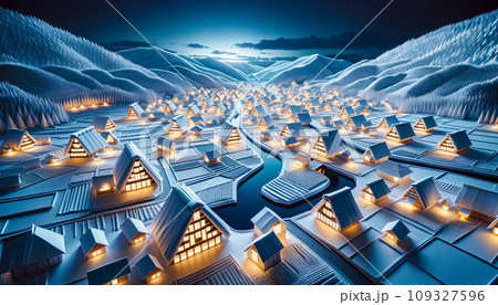 Winter Magic in Shirakawa-go Origami Light Up 109327596