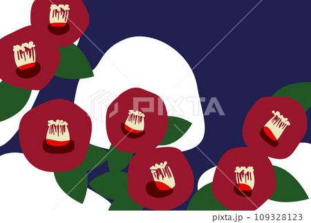 椿の花 寒中お見舞いイラスト 椿の花 寒中お見舞いイラスト 109328123