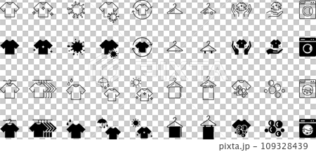 Clothes line drawing and silhouette icon set 109328439
