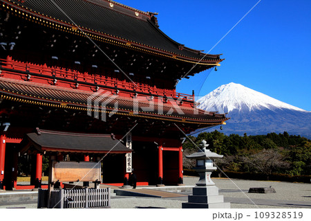 静岡県 「大石寺」三門と富士山の風景 静岡県 「大石寺」三門と富士山の風景 109328519