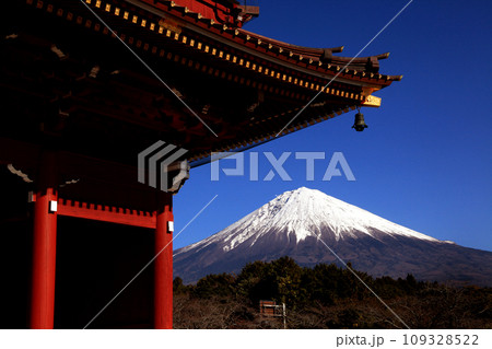 静岡県 「大石寺」三門と富士山の風景 静岡県 「大石寺」三門と富士山の風景 109328522