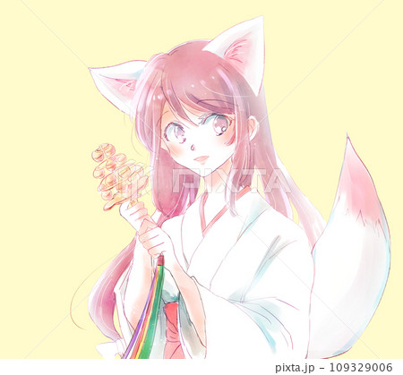 狐の神使の女の子イメージ 笑顔 狐の神使の女の子イメージ 笑顔 109329006