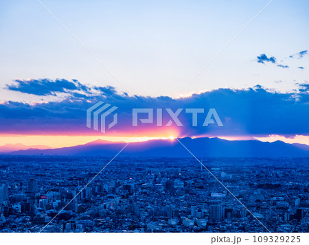 (東京都)都庁から眺める東京都市風景 夕景 (東京都)都庁から眺める東京都市風景 夕景 109329225