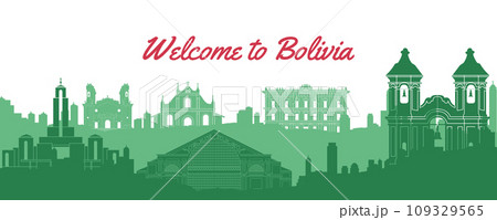 famous landmark of Bolivia,travel destination with silhouette classic design famous landmark of Bolivia,travel destination with silhouette classic design 109329565