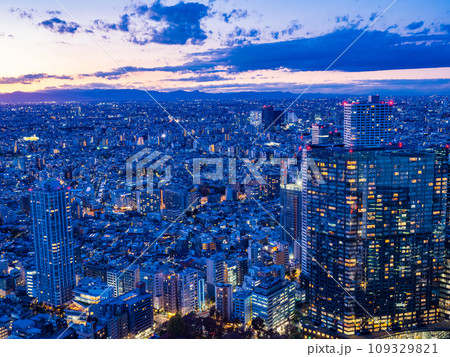 (東京都)都庁展望室から眺める東京都市風景 夕景 (東京都)都庁展望室から眺める東京都市風景 夕景 109329821
