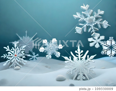 Snowflakes 3D shadows Kodachrome color palette. 109330009