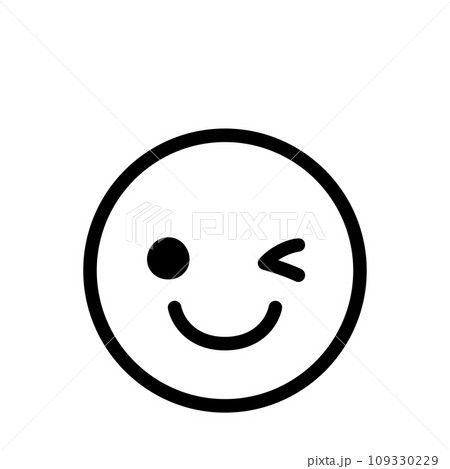 ウインク 絵文字 アイコン 顔 表情 シンプル 白背景 ベクター ウインク 絵文字 アイコン 顔 表情 シンプル 白背景 ベクター 109330229