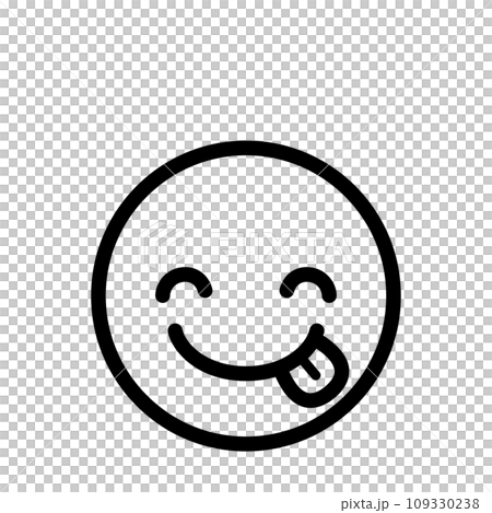 美味しい　絵文字　アイコン　顔　表情　シンプル　白背景　ベクター 109330238