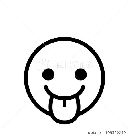 舌を出す　絵文字　アイコン　顔　表情　シンプル　白背景　ベクター 109330239