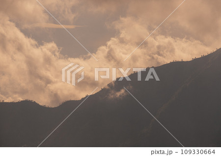 View of Mount Gunung Batur - The Kintamani Volcano at Bali Indonesia View of Mount Gunung Batur - The Kintamani Volcano at Bali Indonesia 109330664