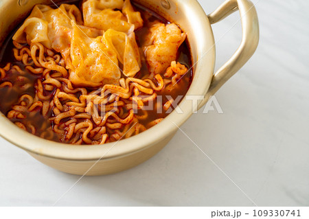 Korean instant noodles with dumplings Korean instant noodles with dumplings 109330741