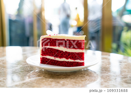 red velvet cake on plate red velvet cake on plate 109331688