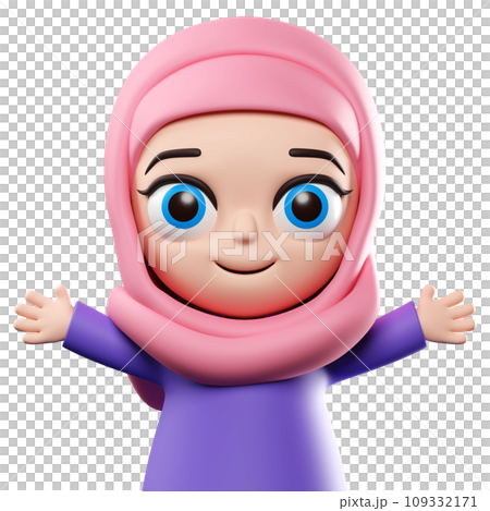 3d rendering Hijab muslim female cartoon character illustration 3d rendering Hijab muslim female cartoon character illustration 109332171