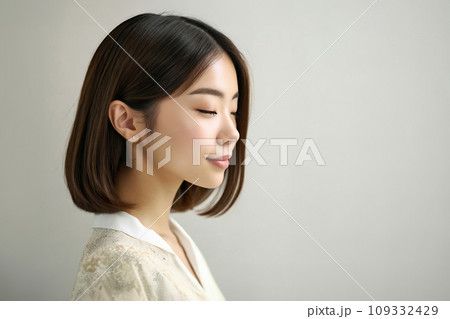 若い女性の横顔（AI生成画像）のイラスト素材 [109332429] - PIXTA