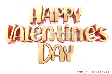 happy Valentine's Day With Heart 3d render  109332533