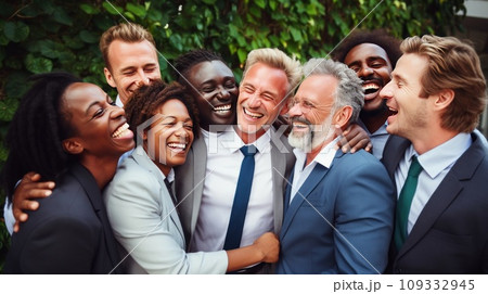 Positive people hug giving support to friends during group therapy meeting in studio Positive people hug giving support to friends during group therapy meeting in studio 109332945