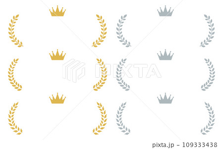 金と銀の月桂樹フレームセット 109333438