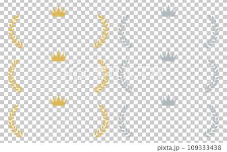 金と銀の月桂樹フレームセット 109333438